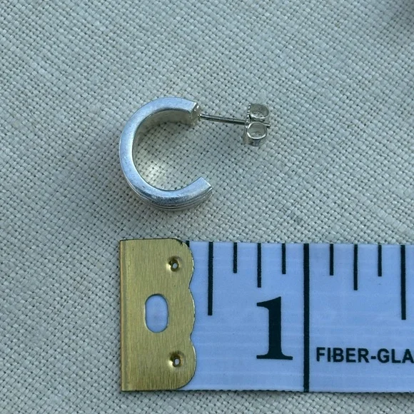 Ralph Lauren Sterling Silver Half Hoop Earrings - Picture 6 of 6